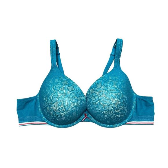 CACIQUE Blue Lace Underwire Padded Bra Size 44B - Picture 1 of 5